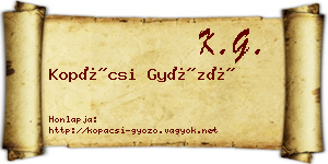 Kopácsi Győző névjegykártya